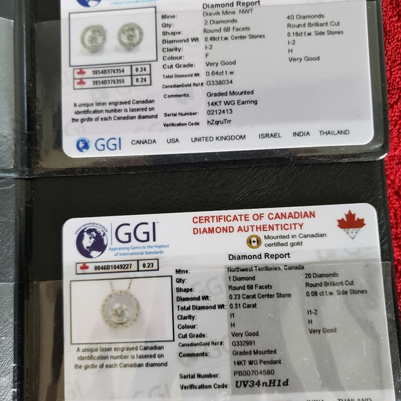 14k White Gold Canadian Diamond set,Earrings and Neclase - Picture 4 of 4